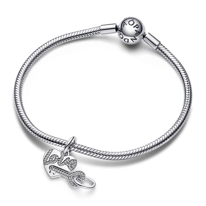 Two-piece heart and key charm, 925 Sterling silver