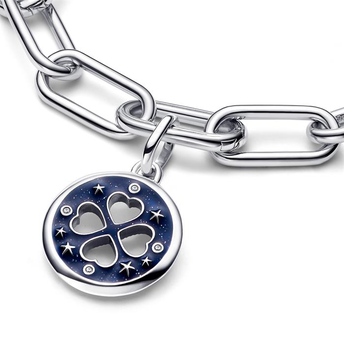 Lucky medallion charm in 925 silver with enamel