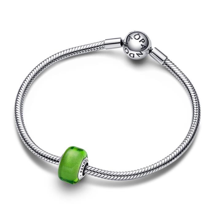 Mini charm in green Murano glass and sterling silver