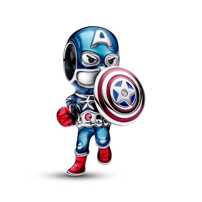 Colgante Marvel Los Vengadores Capitán América, plata de ley 925