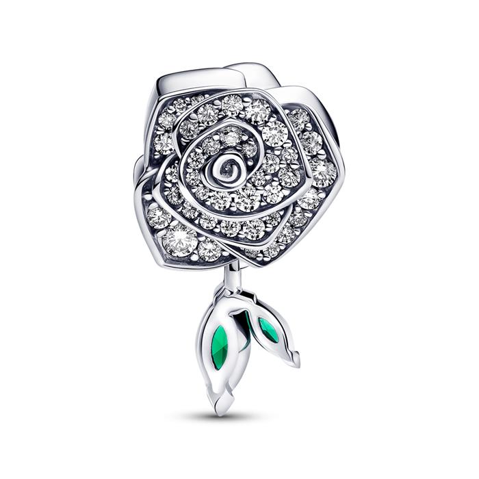 Rose charm in 925 Sterling silver and zirconia