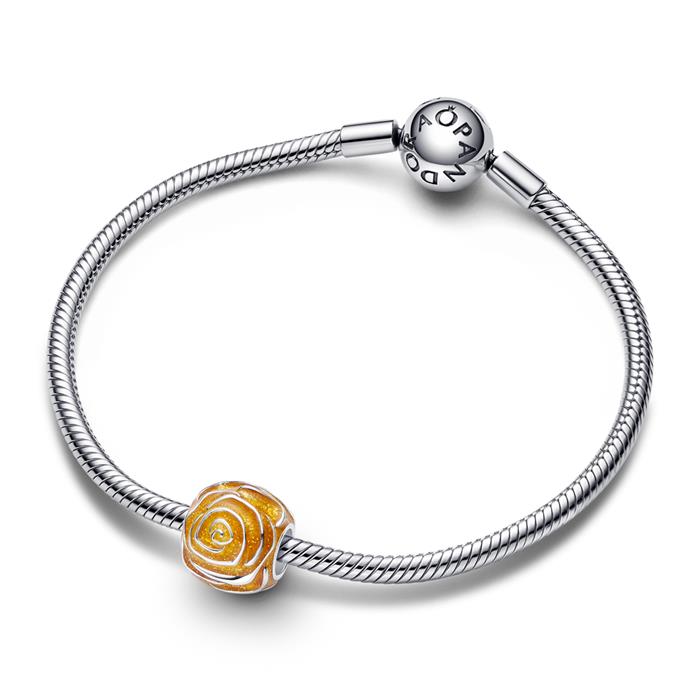 Rose bedel in sterling zilver en emaille