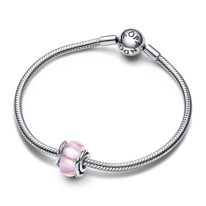 Pink charm in sterling silver and glass
