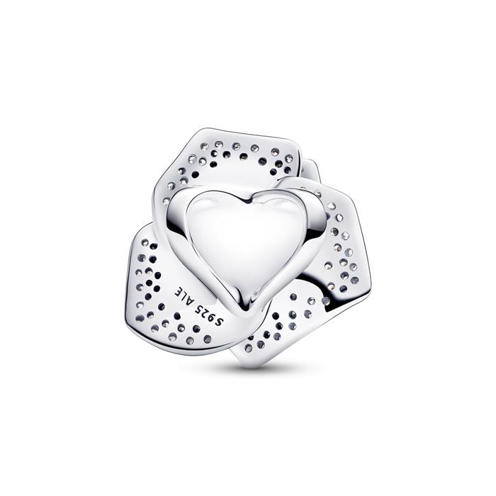 Oversized Charm Rose in 925 Sterling silver, zirconia