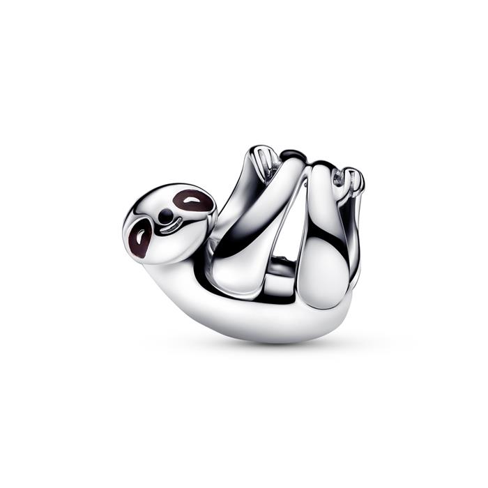 Hanging sloth slide charm in sterling silver