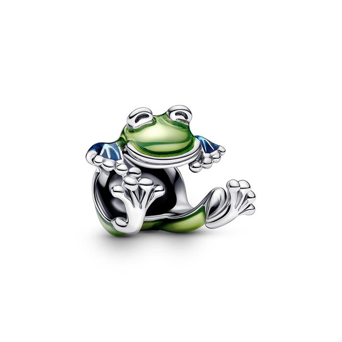 Moments frog slide charm, sterling silver, enamel