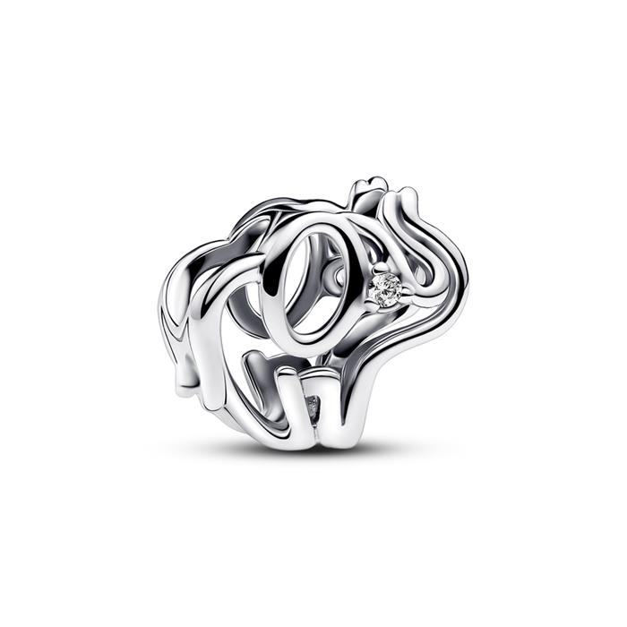 Elephant charm in 925 Sterling silver, zirconia, Moments
