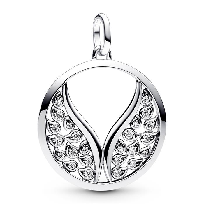 ME Wings locket charm in 925 Sterling silver, zirconia