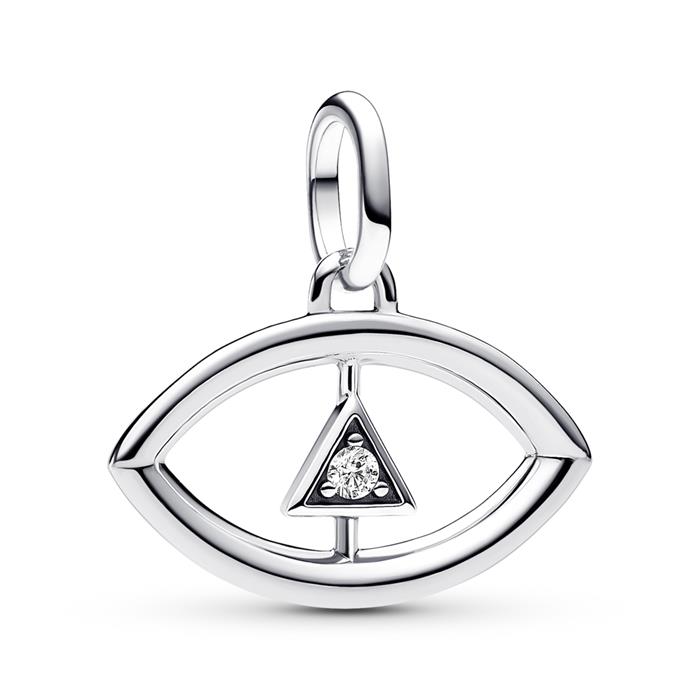 Medaillon-Charm Auge aus Sterlingsilber, Zirkonia, ME