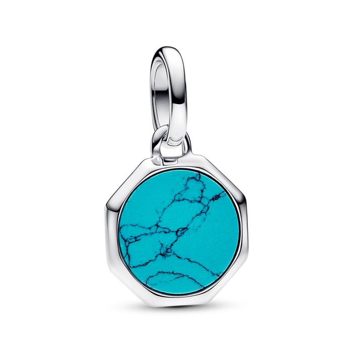 ME mini locket, 925 silver, engravable, turquoise