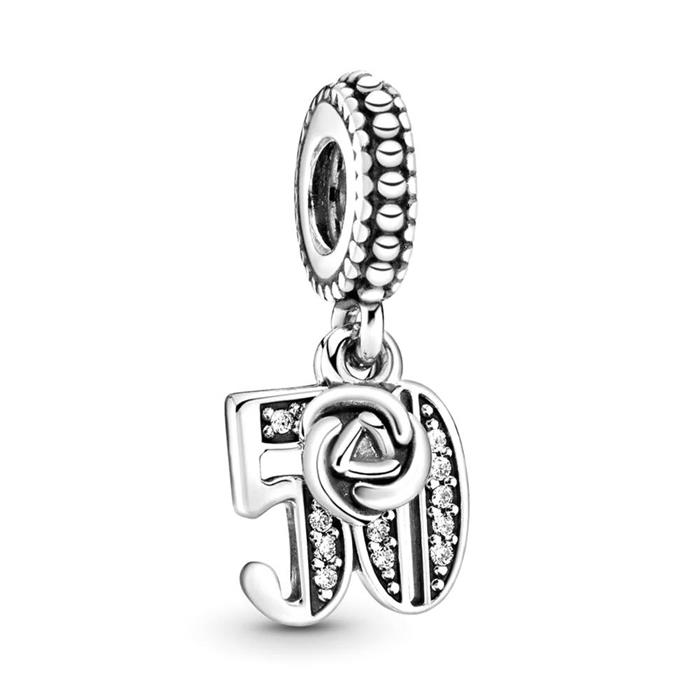 925 silver charm 50th birthday with zirconia