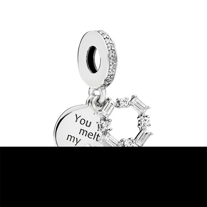 925 silver charm pendant ice carving with zirconia