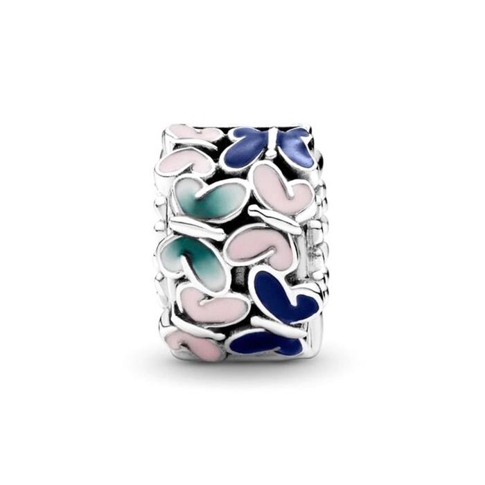 Clip charm butterfly made of sterling silver and enamel