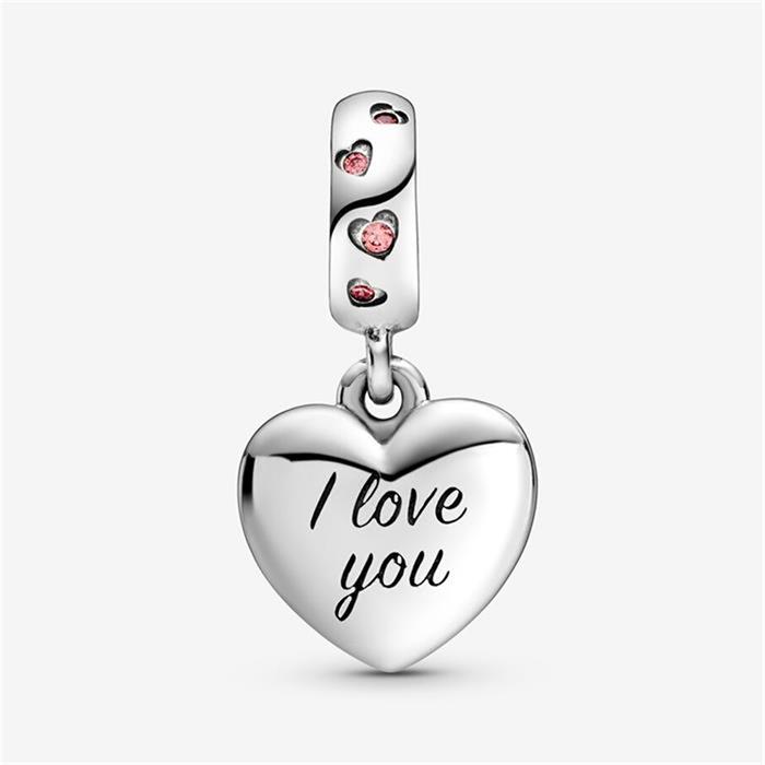Heart charm pendant mum in sterling silver