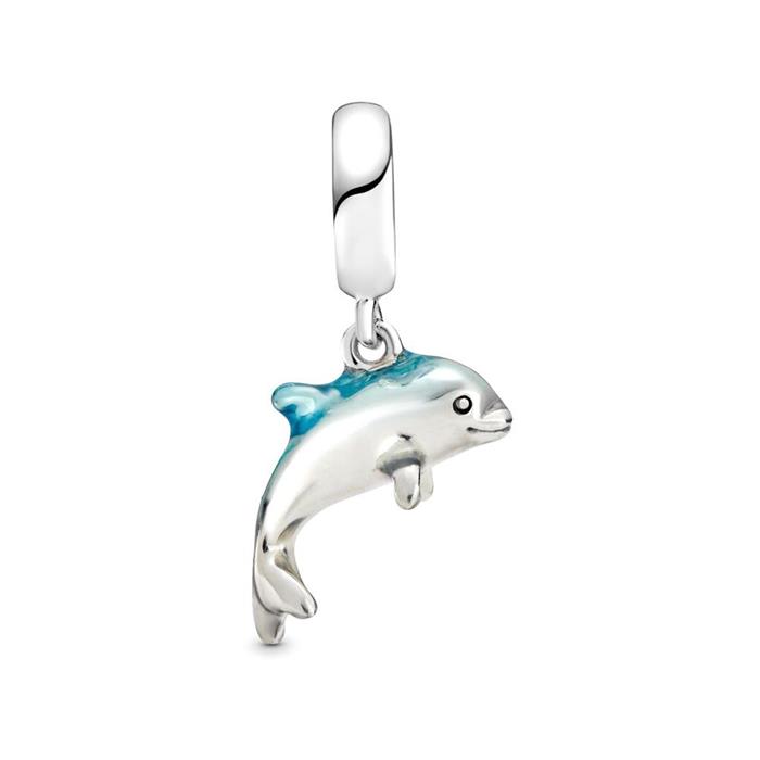 Bedel dolfijn in 925 sterling zilver met blauw emaille