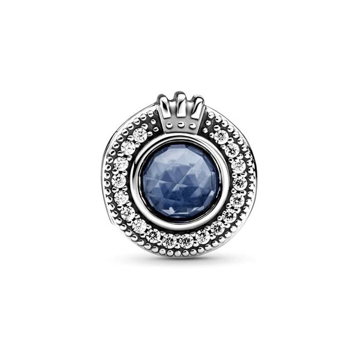 925 silver charm crown O, blue