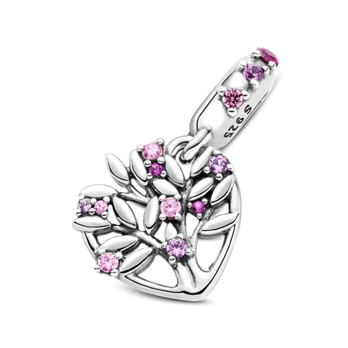 Charm-Anhänger Pink Heart Family aus Sterlingsilber