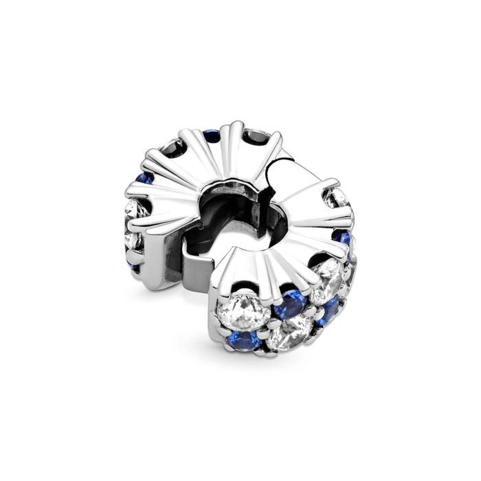 Clip charm in 925 silver with zirconia and crystals