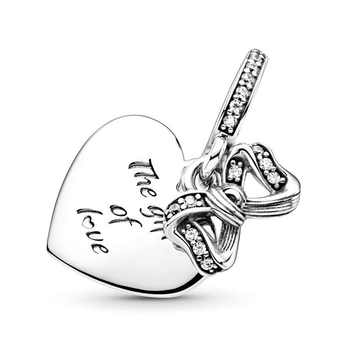 925 silver charm pendant bow and heart