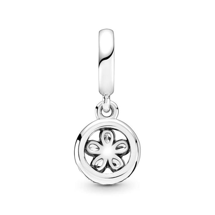 Clip on charm pendant sparkling snowflake in 925 silver