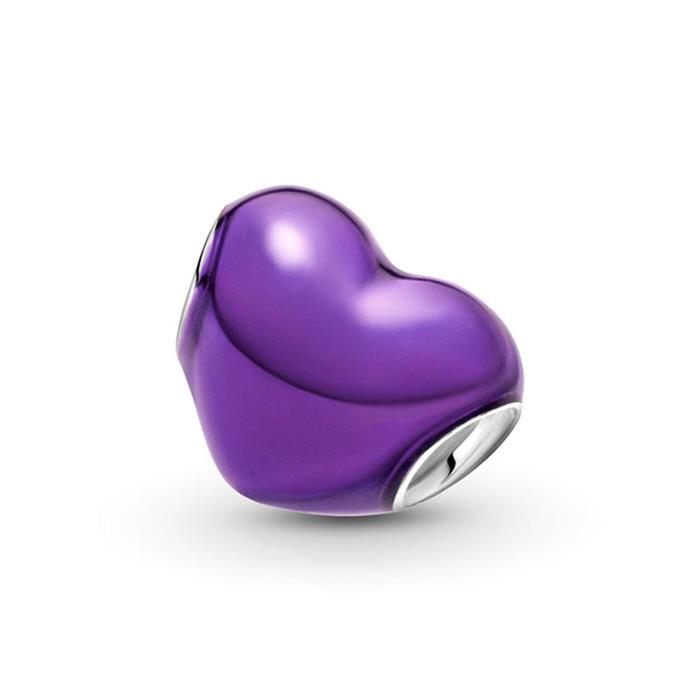 Heart charm in 925 silver, MEtallic purple