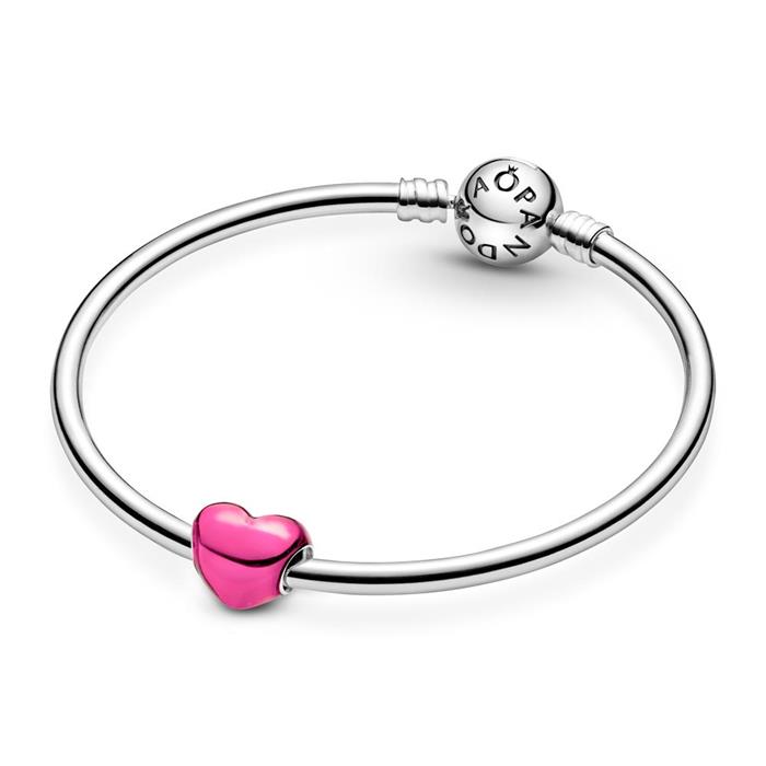 Metallic heart charm in sterling silver for ladies