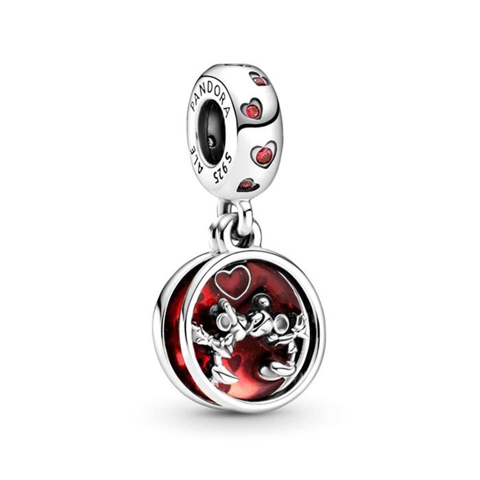Charm pendant mickey and minnie in 925 silver
