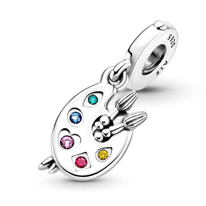 Colour palette charm pendant 925 silver with crystals