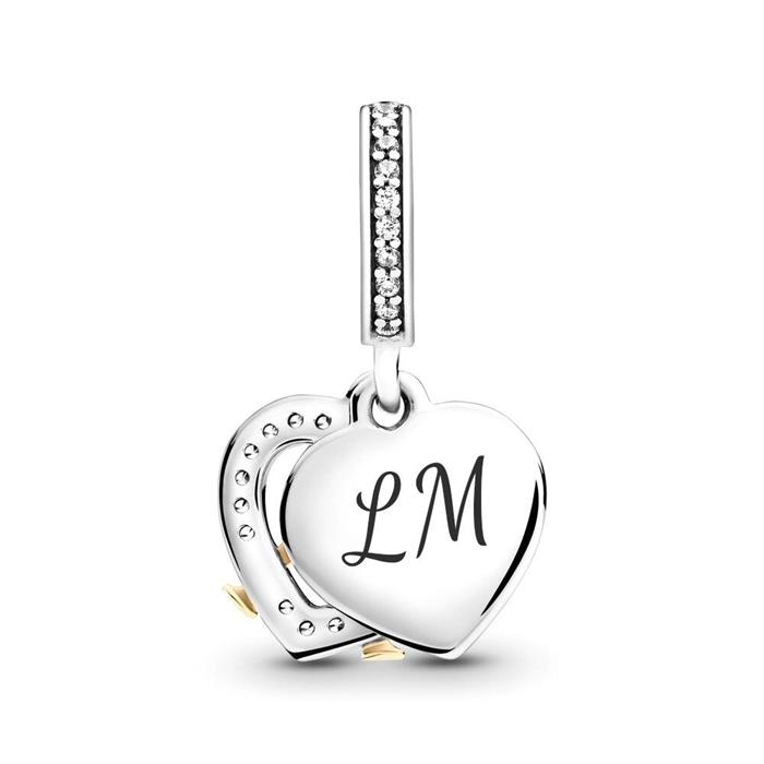 Two-tone anniversary charm pendant with cubic zirconia