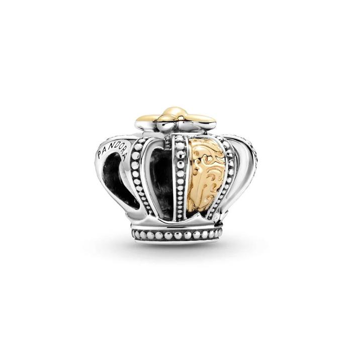 Crown Charm In 925 Silver And 14 Carat Gold