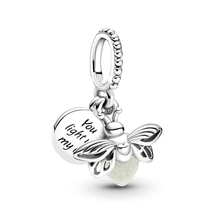 Gl&#xFC;hw&#xFC;rmchen Charm Anh&#xE4;nger aus 925er Silber mit Glas