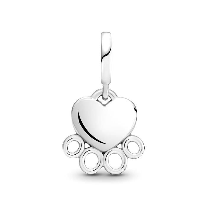 Paw print charm pendant in 925 silver, engravable