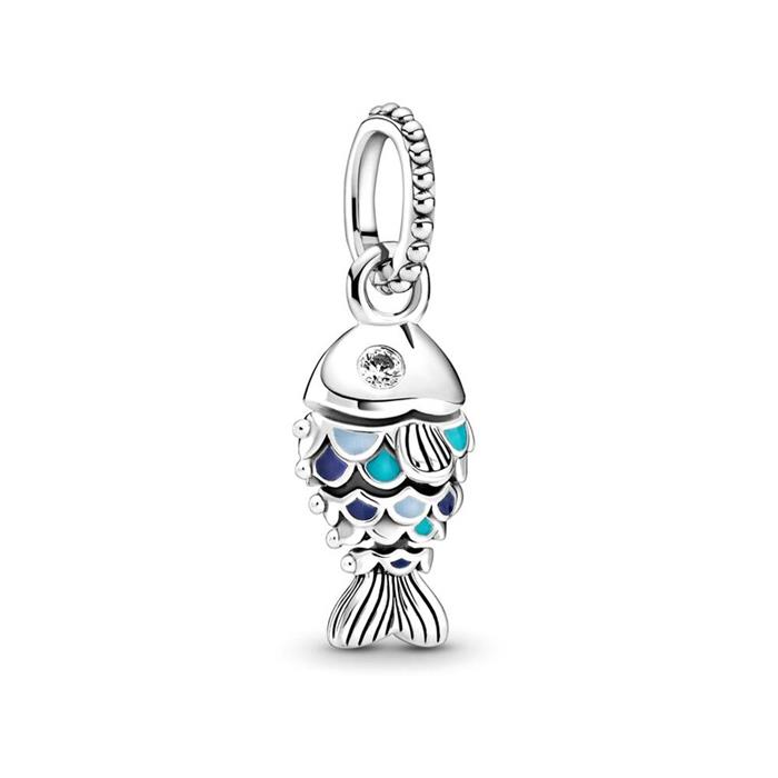 Charm fish in 925 silver and enamel