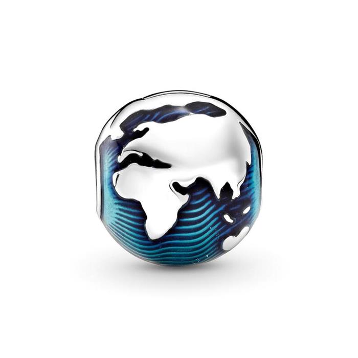 Clip globe in sterling silver with blue enamel