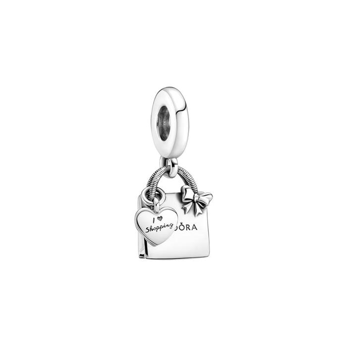 Charm pendant shopping bag in 925 sterling silver