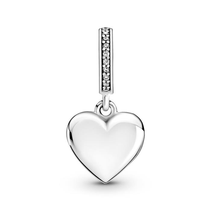 Charm pendant heart locket in sterling silver