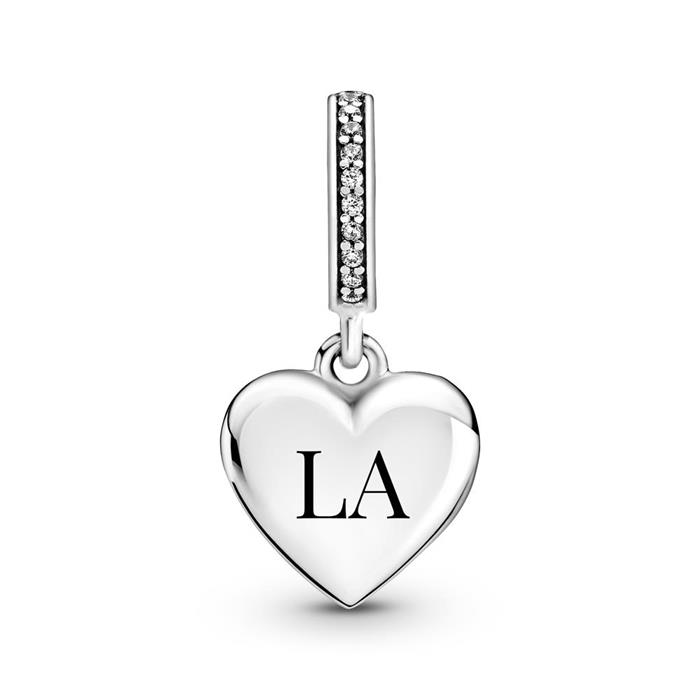 Charm pendant heart locket in sterling silver