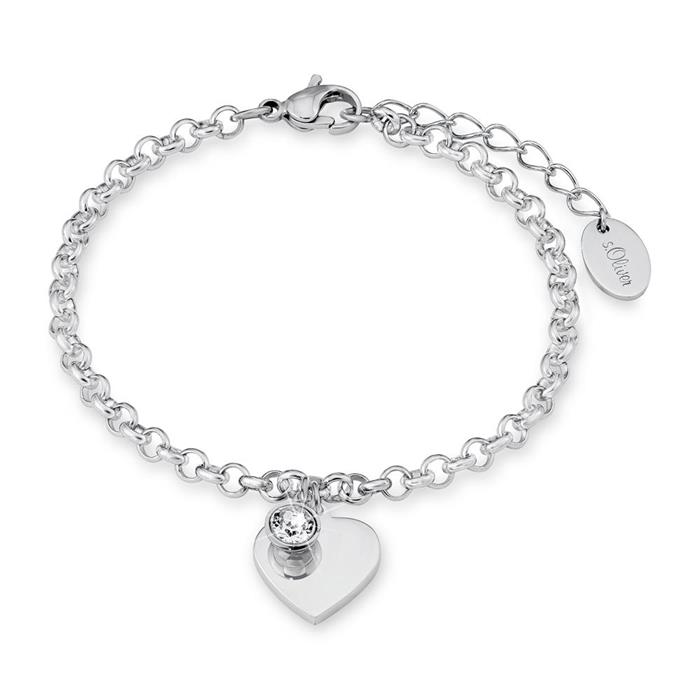 Engravable stainless steel heart bracelet for ladies