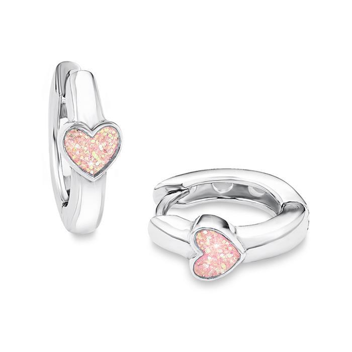 Sterling silver heart creoles for girls