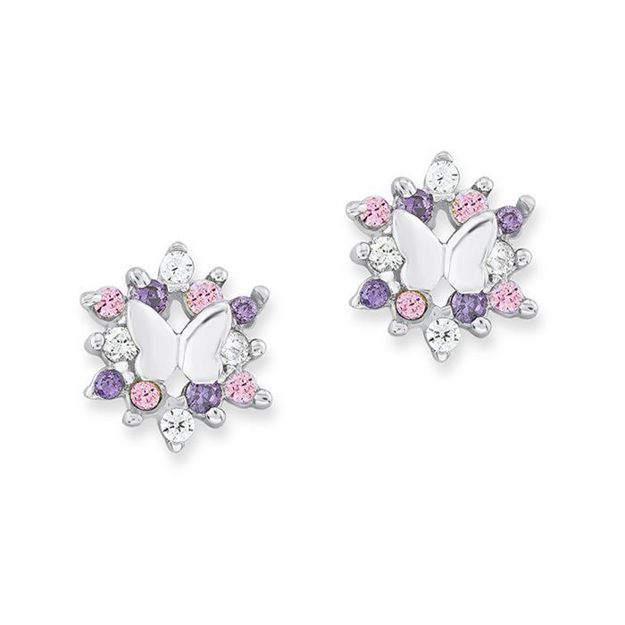 Butterfly earring in 925 silver with zirconia