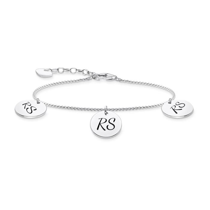 Bracelet for ladies in 925 sterling silver engraved charms