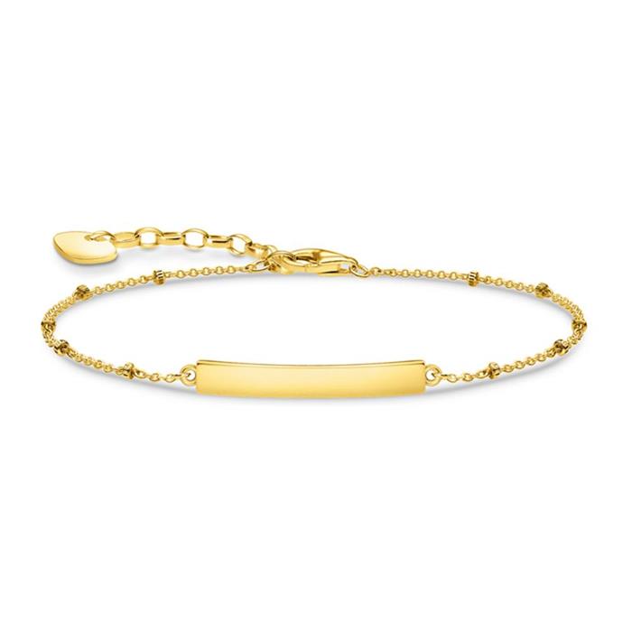 Engraving bracelet for ladies in sterling silver, gold plated