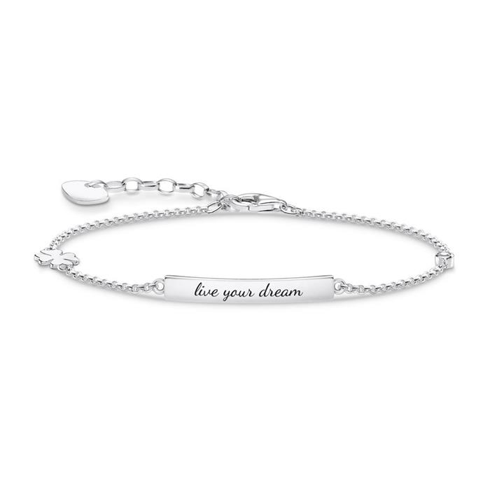 Pulsera identificativa trébol de plata 925 con circonita