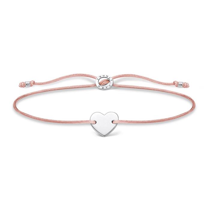 Bracelet heart for ladies in textile  and 925 silver