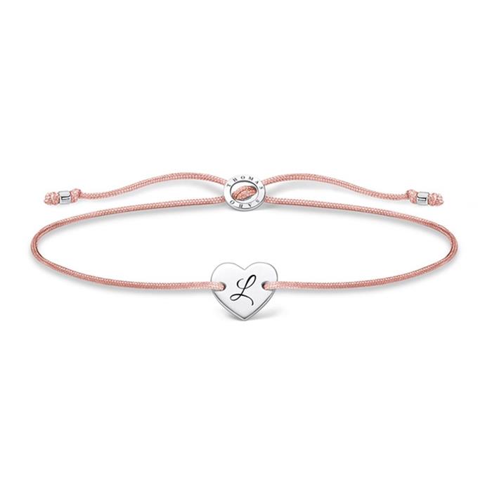 Bracelet heart for ladies in textile  and 925 silver
