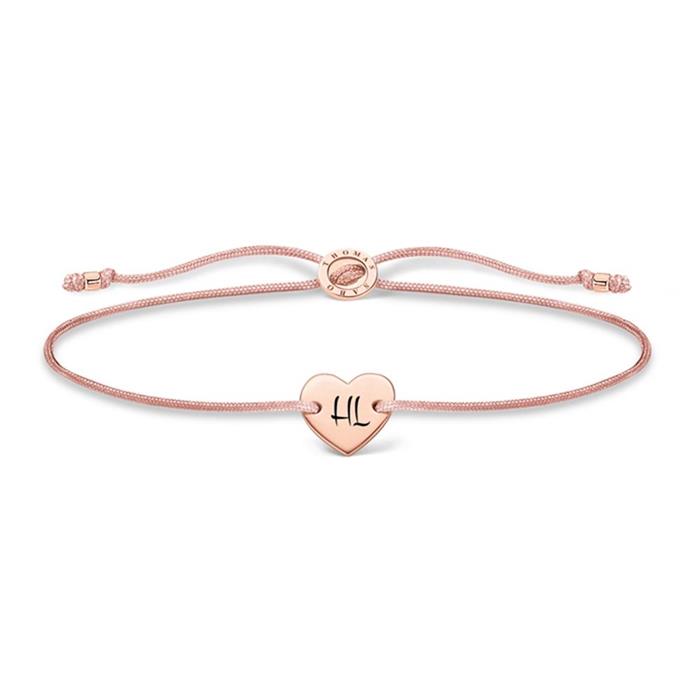 Damesarmband hart van textiel en 925 zilver, rosé