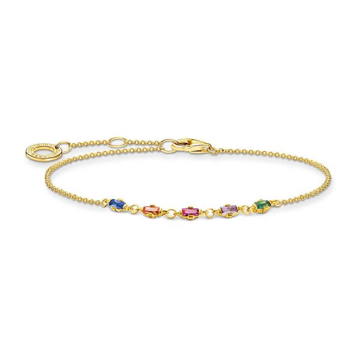 Gold-plated silver bracelet with multicoloured stones