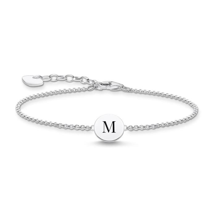 Ladies engraving bracelet with coin plate in 925 sterling silver