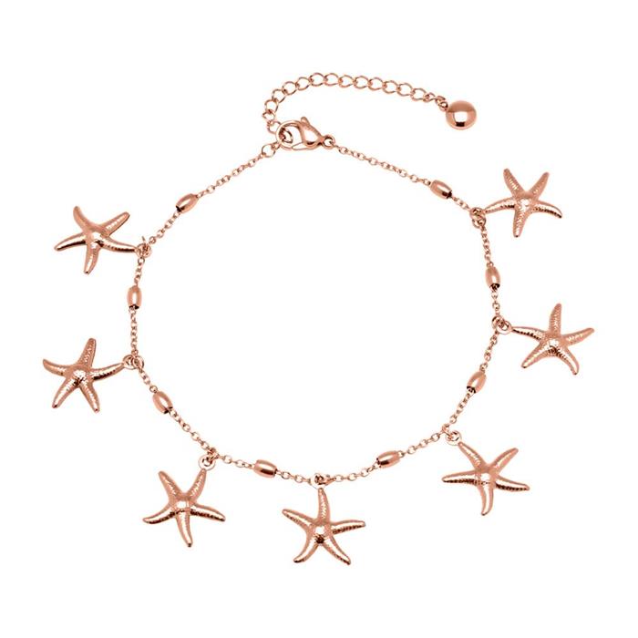 Tobillera estrella de mar acero inoxidable chapado en oro rosa