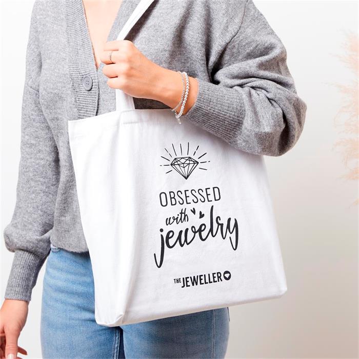 Canvas shopper geobsedeerd door sieraden